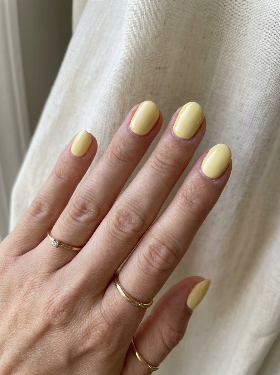 Kurze Butter Yellow Nägel als Kurze helle Nägel Inspiration 2026
